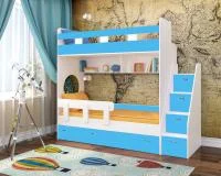 Кровать двухъярусная Юниор-1 белый/голубой