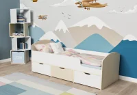 Кровать чердак Малыш Мини дуб молочный/белый