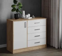 Комод Катрин-6 дуб крафт золотой/белый