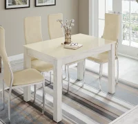 Стол обеденный Норман 1200х800 дуб крафт белый/лакобель ваниль Стол обеденный Норман 1200х800 дуб крафт белый/лакобель ваниль