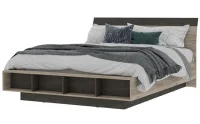 Кровать Эдинбург железный камень/дуб крафт серый
