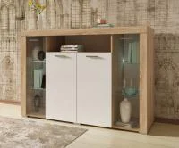 Комод-витрина Орландо дуб сонома/белый глянец