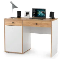 Стол письменный Вуди 12.42 белый премиум/дуб крафт золотой