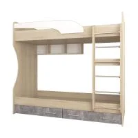 Кровать двойная Колибри Лофт дуб сонома/ателье светлое/акрил белый