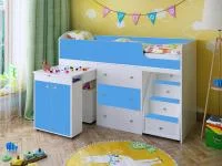 Кровать чердак Малыш 1800 белый/голубой