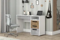 Стол компьютерный Юпитер белый текстурный/дуб крафт золотой/бетонный камень