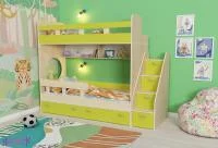 Кровать двухъярусная Юниор-1 дуб молочный/лайм
