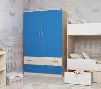 Шкаф двухстворчатый дуб молочный/голубой