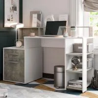 Стол компьютерный Лайф бетон/белый