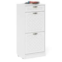 Тумба для обуви П-6 2 секции белое дерево фрезеровка ромб