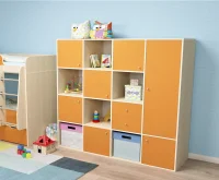 Стеллаж Джери-2 дуб молочный/оранжевый