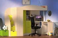 Кровать чердак Юниор-4 дуб молочный/лайм