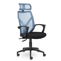 Кресло Астон М-711 Black с подголовником голубой/черный