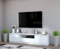 Тумба под ТВ Хилтон белый текстурный