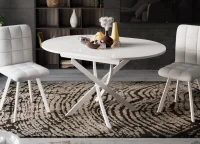 Стол обеденный Diamond тип 3 белый муар/белый глянец Стол обеденный Diamond тип 3 белый муар/белый глянец