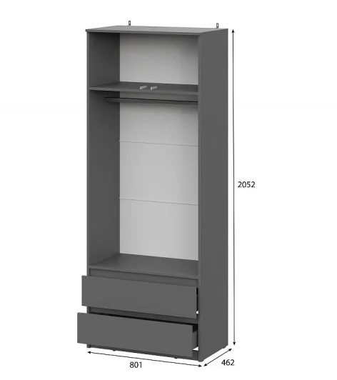 Шкаф двухстворчатый с ящиками Денвер графит серый