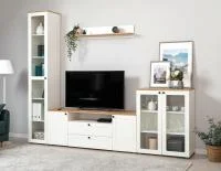 Модульная гостиная Остин белый шагрень/дуб крафт золотой