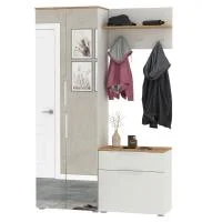 Модульная прихожая Октава белый шагрень/дуб крафт золотой