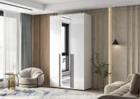 Шкаф 3-х створчатый с зеркалом Норд 1200 белый/белый глянец