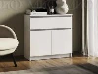 Комод Челси 800 (1 ящик 2 двери) белый/белый глянец