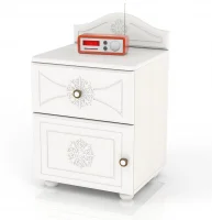 Тумба прикроватная Онега дуб беленый/белый вельвет