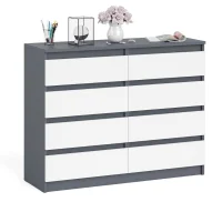 Комод восемь выдвижных ящиков МК 1200.8 графит/белый