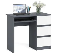 Стол компьютерный три ящика МС-6 графит/белый (правый)