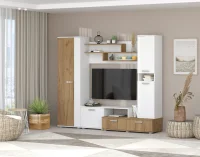 Гостиная Юна белый текстурный/дуб крафт золотой