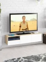 ТВ-тумба подвесная Сити-10 дуб сонома/белый