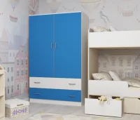 Шкаф двухстворчатый белый/голубой
