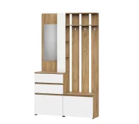 Вешалка с зеркалом Некст-1 дуб золотой/белый