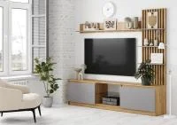 Стенка Бостон НМ-001 дуб крафт золотой/серый шифер