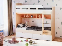 Кровать двухъярусная Юниор-5 дуб молочный/белый