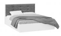 Кровать Тесса с подъемным механизмом белый жемчуг/рогожка серая