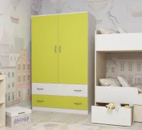 Шкаф двухстворчатый белый/лайм