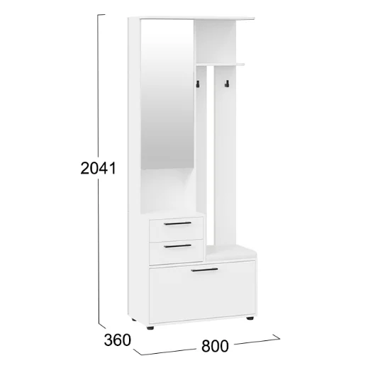 Шкаф-секция комбинированная Витра тип 1 белый ясень