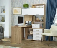 Стол компьютерный ПКС-11 дуб сонома/белый глянец