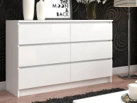 Комод Челси 1202 6 ящиков белый/белый глянец