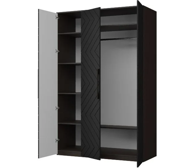 Шкаф 3-х створчатый Копенгаген венге/черный матовый