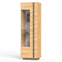 Шкаф-витрина Арчи 03.263 дуб крафт золотой/камень тёмный