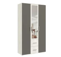 Шкаф 3-х створчатый Фиеста New с зеркалом графит/дуб крафт белый