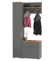 Модульная прихожая Октава с пеналом серый графит/дуб крафт золотой