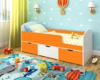 Кровать чердак Малыш Мини белый/оранжевый