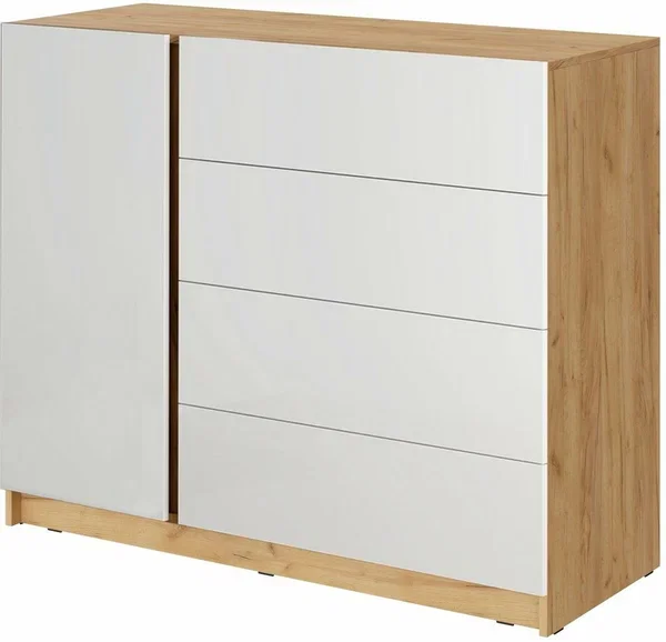 Комод Бостон КМ-001 дуб крафт золотой/белый глянец