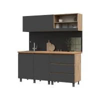 Кухня Хелен 1,7 серый графит/дуб крафт золото