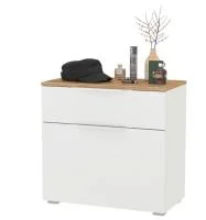 Тумба для обуви Октава 16.127 белый шагрень/дуб крафт золотой