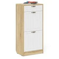 Тумба для обуви П-6 2 секции дуб сонома/белое дерево фрезеровка прованс