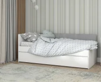 Кровать Юпитер 0,8 белый текстурный/дуб крафт золотой/бетонный камень