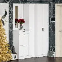 Модульная прихожая П-6 белое дерево фрезеровка ромб