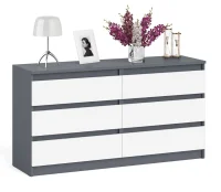 Комод на шесть ящиков МК 1380.6 графит/белый